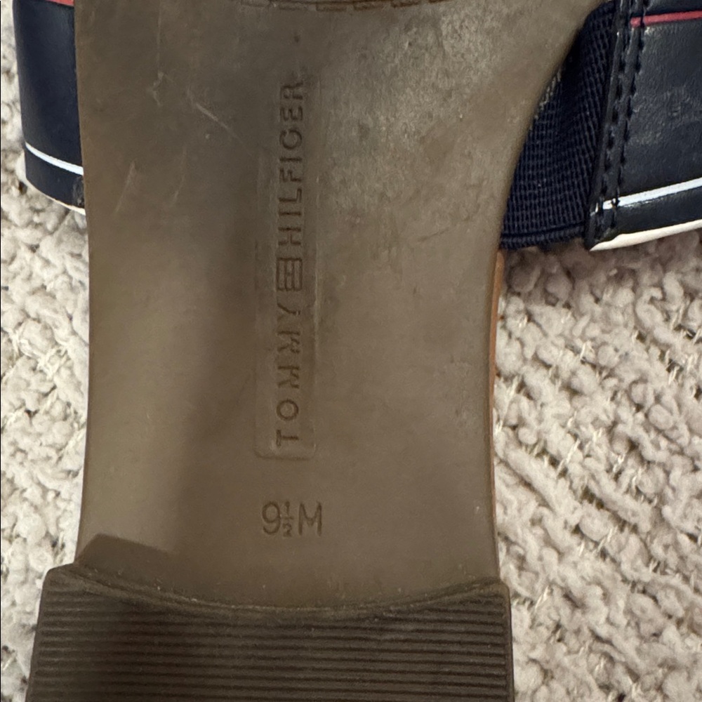 Tommy Hilfiger TH Logo Slide Sandals Navy Gold Women’s 9.5 Slip On - Picture 6 of 6